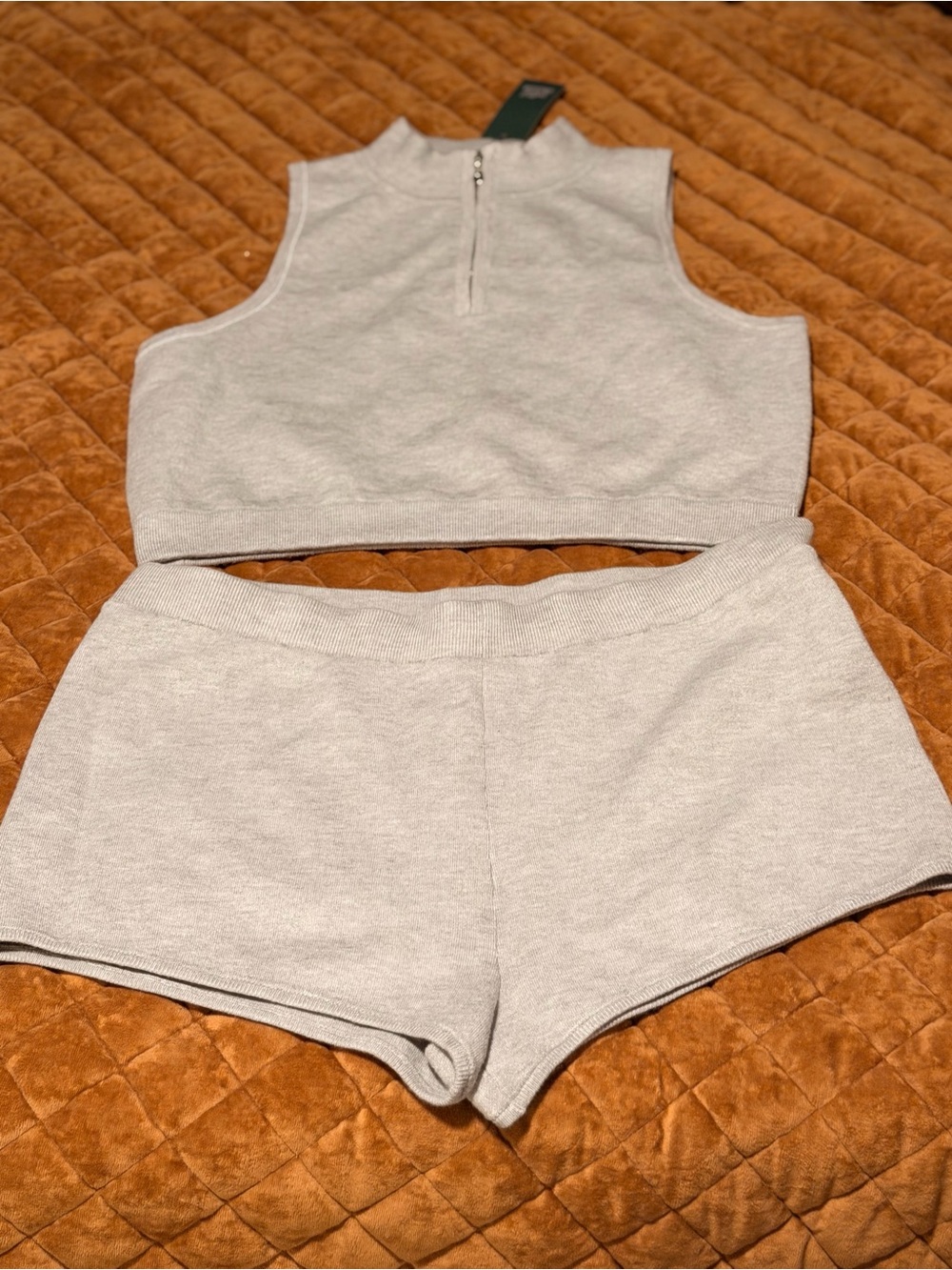 wild fable Light Gray Knit High-Waist Athletic Shorts